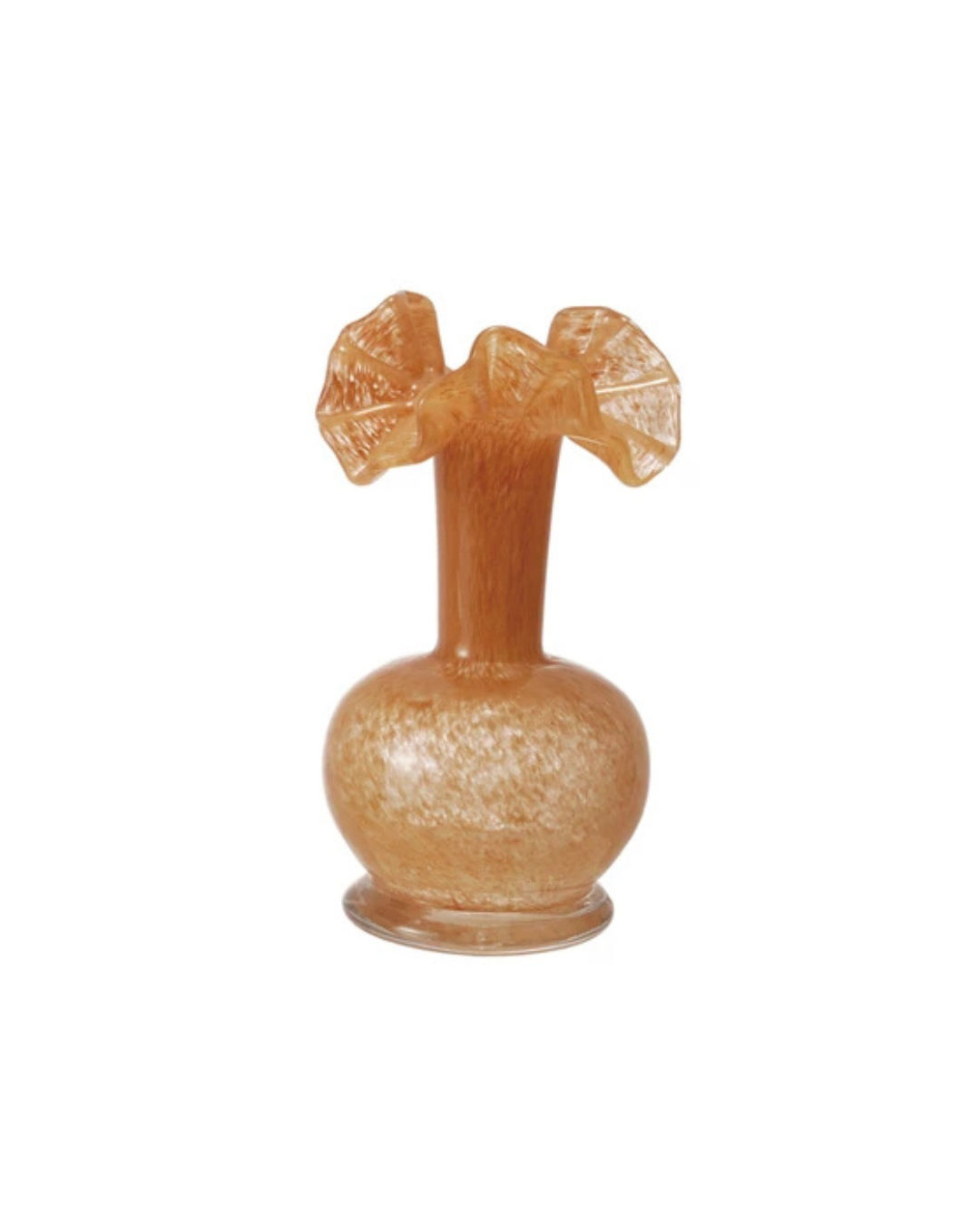 Art Glass Vase w/ Ruffle, 3 Colors (Each One Will Vary)