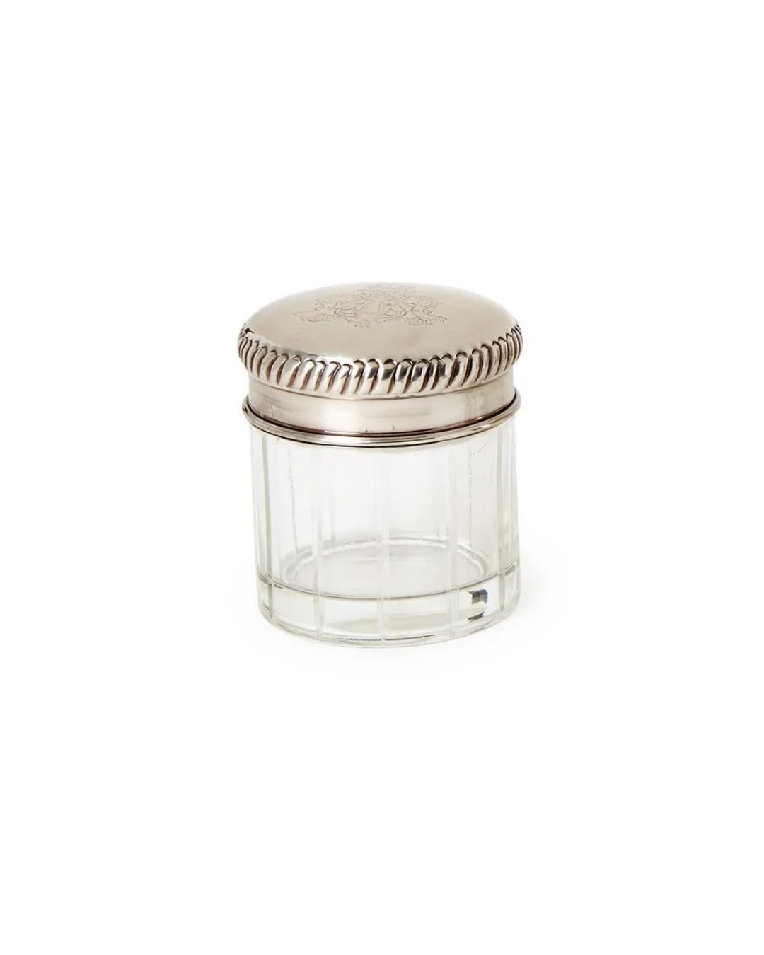 Decorative Glass Jars with Antique Silver Plated Brass Lid