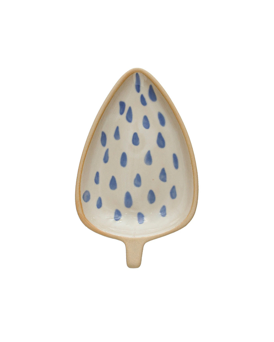 Stoneware Leaf Shaped Dishes with Painted Designs - 6.0"L x 3.6"W x 0.8"H