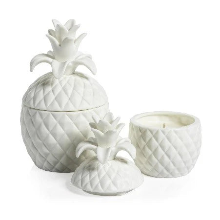 Vela de cerámica con forma de piña de Zodax, BANANAS BLANC, 12 oz