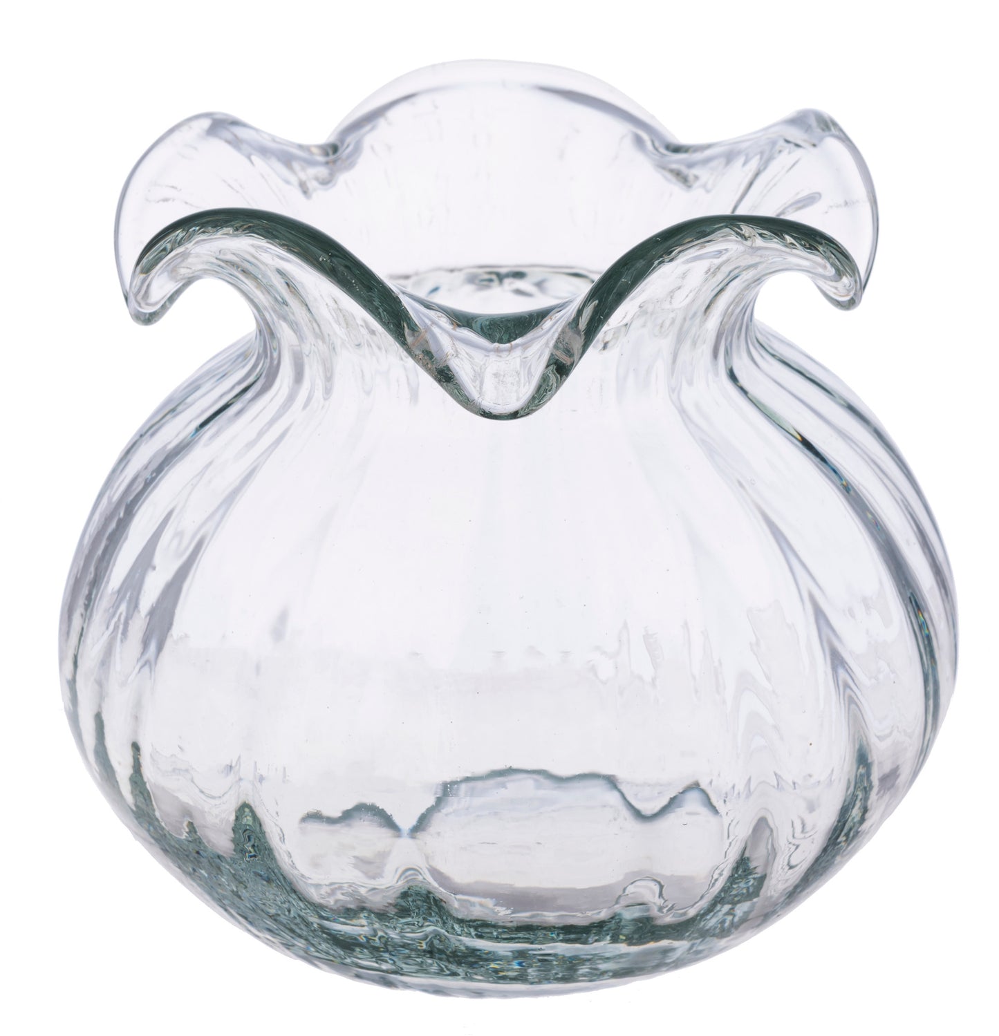 Blue, Clear & White Fluted Vase - Jarrones