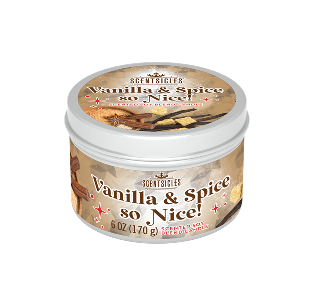 Scentsicles, 6oz Candle Tin, Vanilla & Spice So Nice!