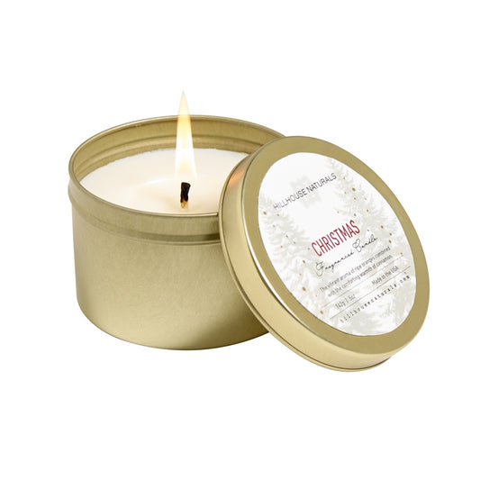 CHRISTMAS 5OZ CANDLE IN GOLD TIN