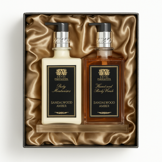 Acrylic Bath & Body Gift Set: Sandalwood Amber