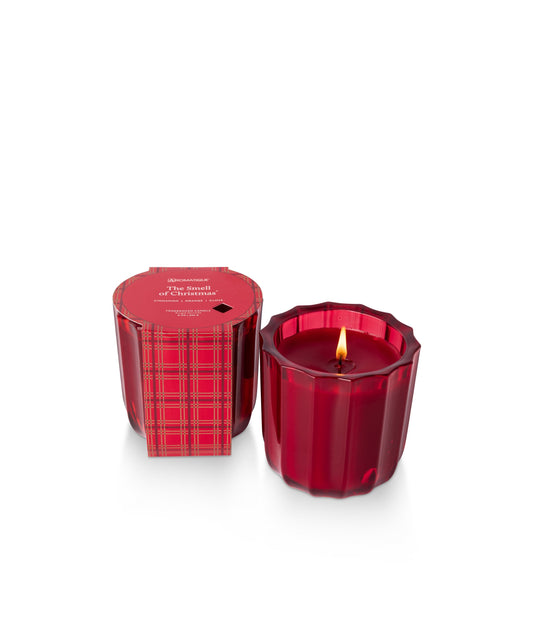 The Smell of Christmas - Plaid Ribbed Glass Candle - Vela