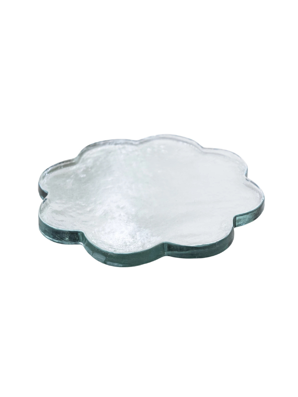 Pressed Glass Scalloped Cheese/Serving Board - Tabla para servir