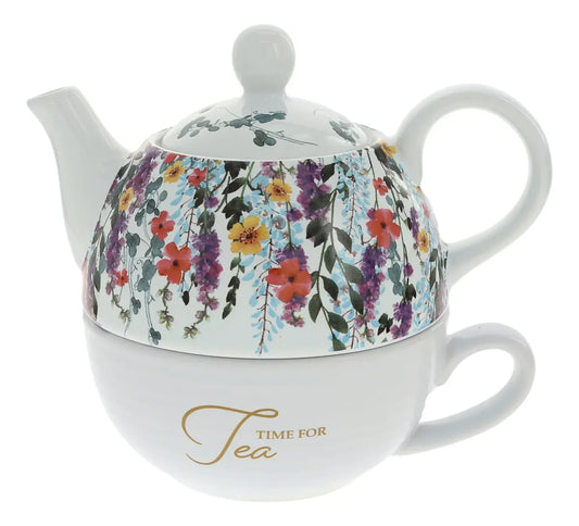 TIME FOR TEA-TEA FOR ONE (16 OZ TEAPOT & 10 oz Cup) - Tetera