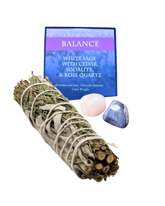 Balance white sage with cedar, sodalite & Rose quartz