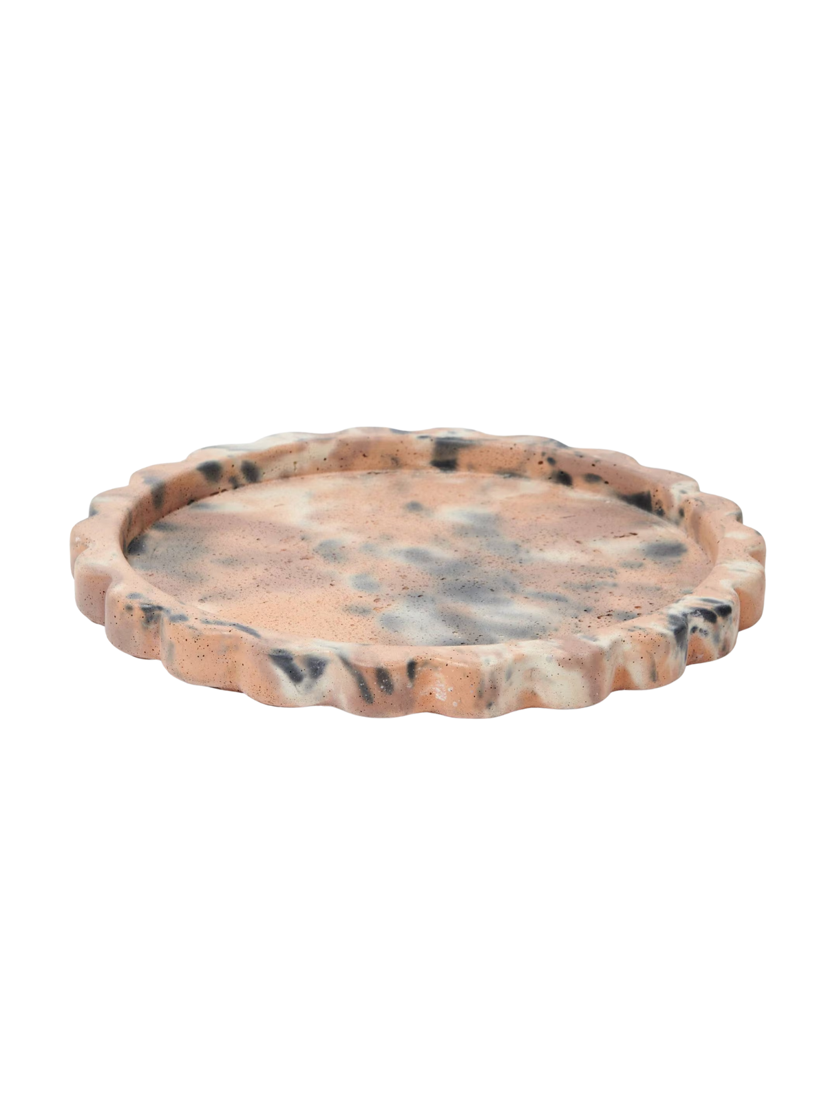 Tray Round Cement Scallot Edge - Bandeja