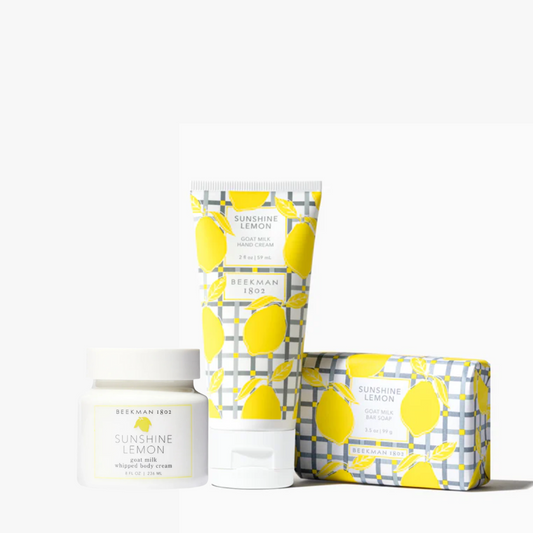 HAND CREAM 2 OZ, BODY CREAM, 3.5 OZ BAR SOAP 2 OZ - SUNSHINE LEMON DUO