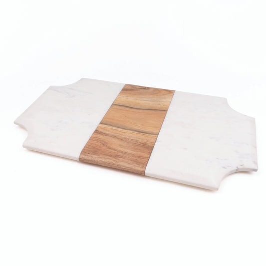 Marble & Wood Beveled Serving Board - Bandeja de madera y mármol