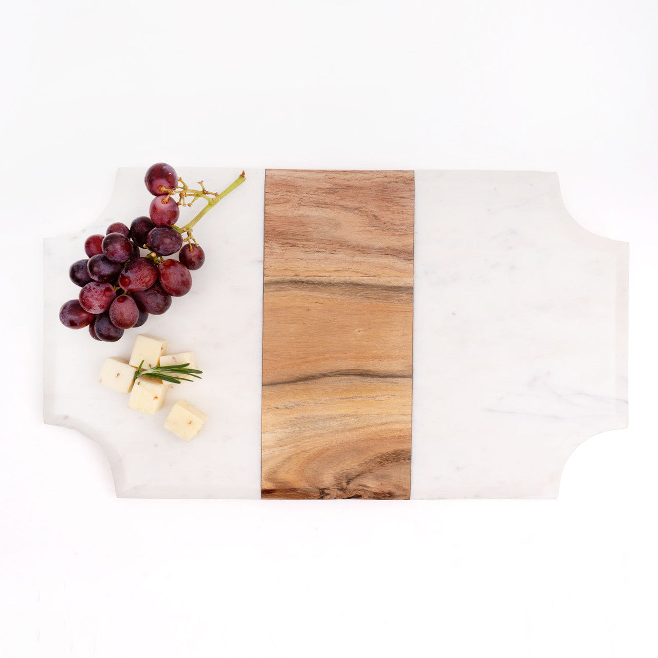 Marble & Wood Beveled Serving Board - Bandeja de madera y mármol