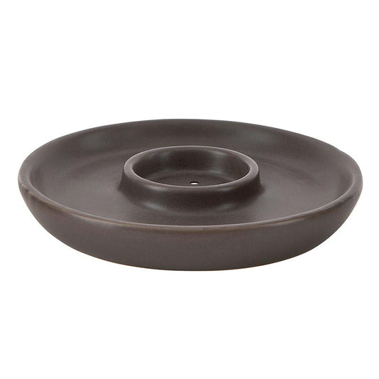 Brown Ceramic Duo Incense & Votive Holder