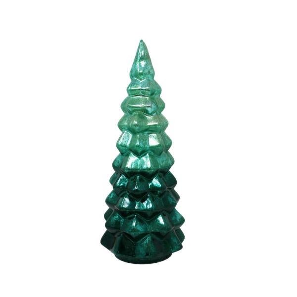 Green Rotating LED Tree - Árbol Navideño de Vidrio