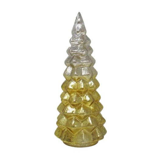 Gold/Silver Rotating LED Tree - Árbol Navideño de Vidrio