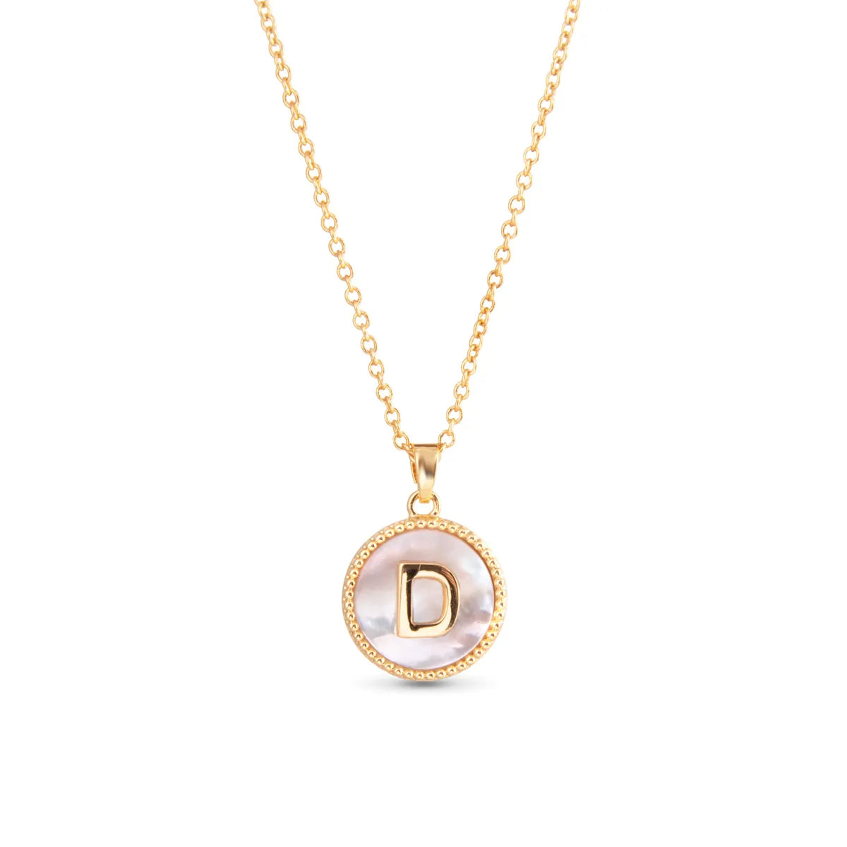 Gold Mother of Pearl Initial Necklace - Collar Bañado en Oro con Inicial