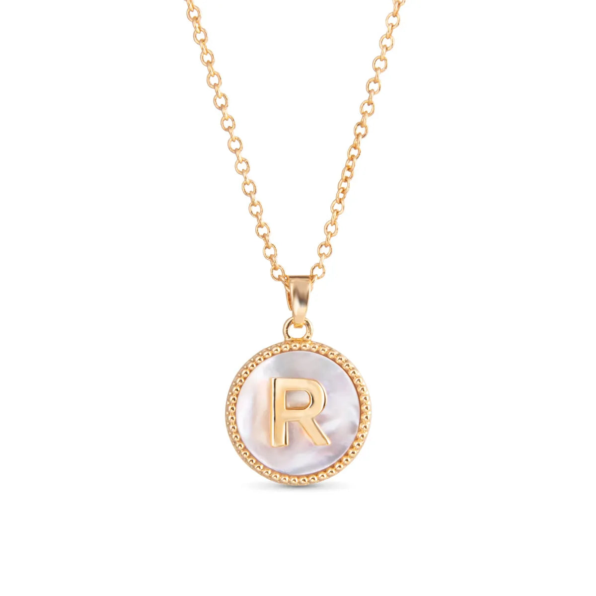 Gold Mother of Pearl Initial Necklace - Collar Bañado en Oro con Inicial