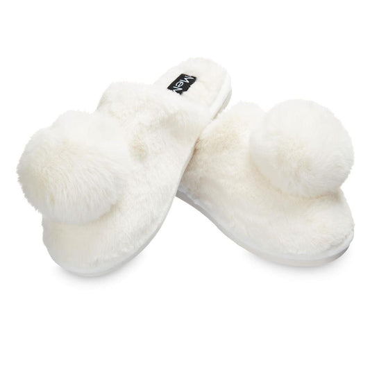 The Gloria Plush Pom-Pom Slippers - Pantuflas