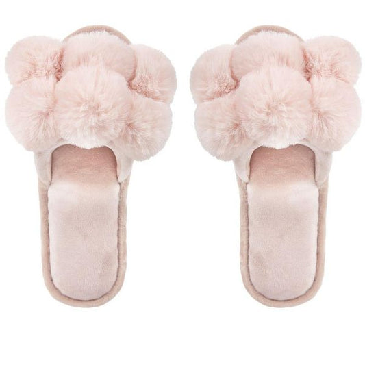 Luxe Pom-Pom Slippers - Pantuflas