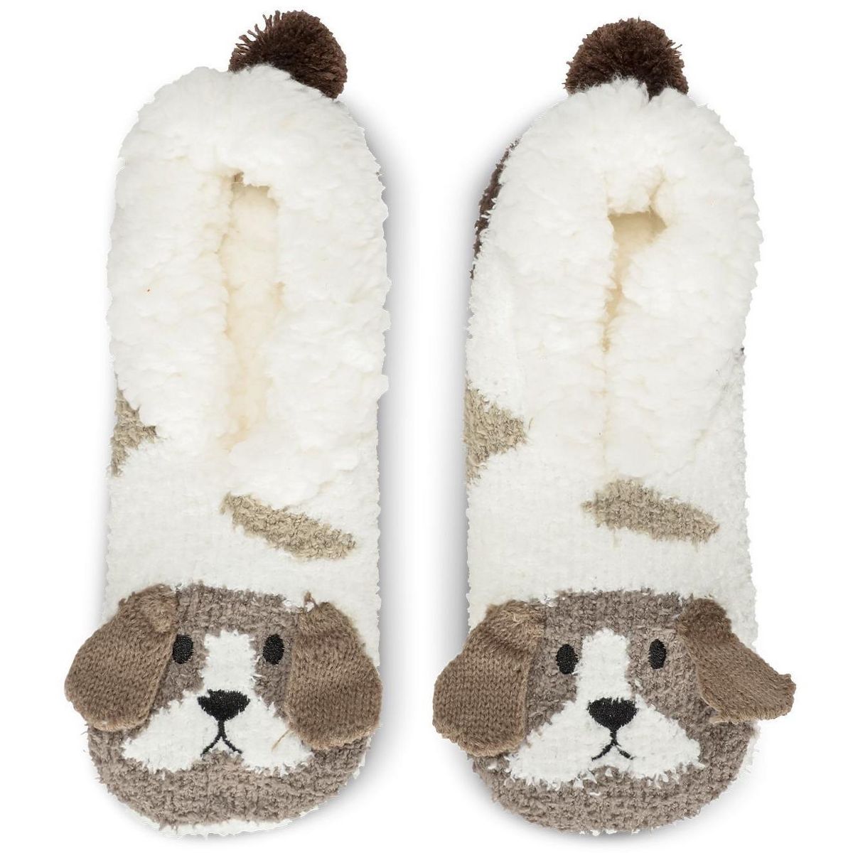 Puppy Embellished Plush Lined Slippers - Pantuflas S/M