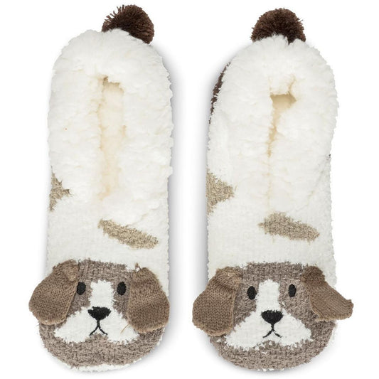 Puppy Embellished Plush Lined Slippers - Pantuflas