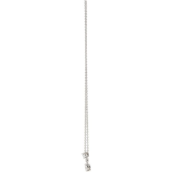 Amazing White Crystal - 16.5"-18.5" White Gold Plated Necklace with Cubic Zirconia Stones - Collar con Gema