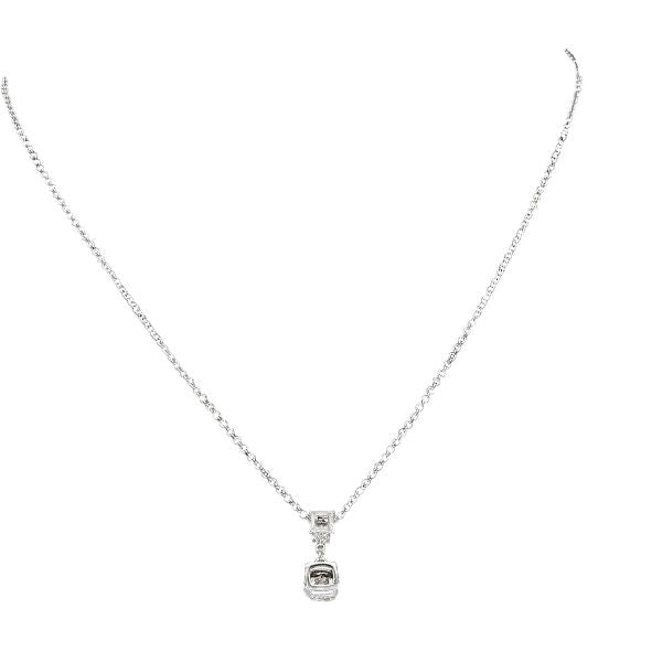 Amazing White Crystal - 16.5"-18.5" White Gold Plated Necklace with Cubic Zirconia Stones - Collar con Gema
