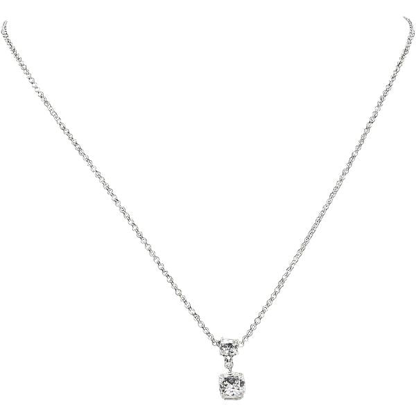 Amazing White Crystal - 16.5"-18.5" White Gold Plated Necklace with Cubic Zirconia Stones - Collar con Gema