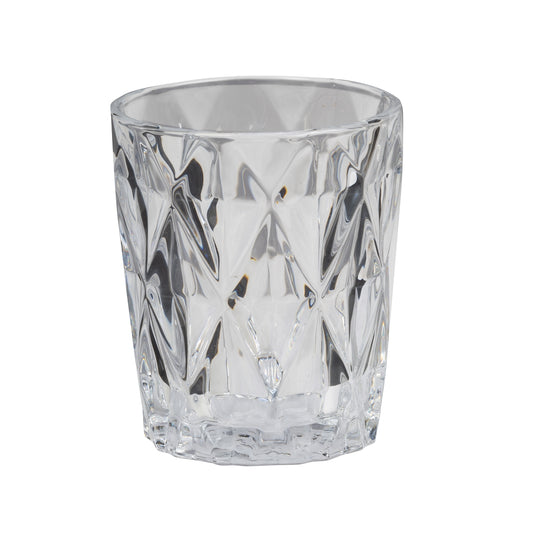 Candelabro grande de vidrio con diseño de corte de diamante