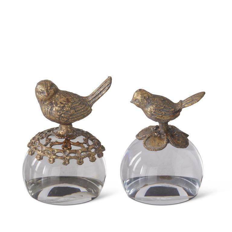 10.75 ASSORTED 3.75 INCH GOLD METAL & GLASS PAPERWEIGHTS - PISAPAPELES EN FORMA DE AVE