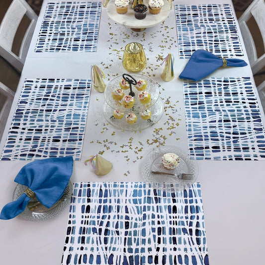 Indigo Wavy Lines Placemats - Manteles Individuales