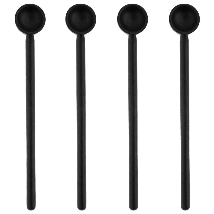 Small  Set of 4 Black Wood Spoon Sets