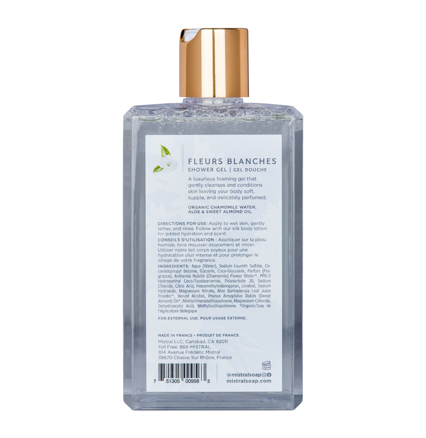 MISTRAL LUXE SHOWER GEL 8.7 FL OZ FLEURS BLANCHESRS BLANCHES / Gel de ducha