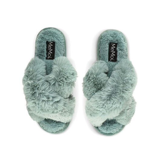 Sea Blue Beverly Fur Plush Slipper - Pantuflas