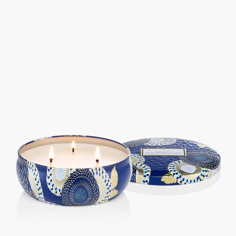 Mediterranean Lemon 3 Wick Tin Candle