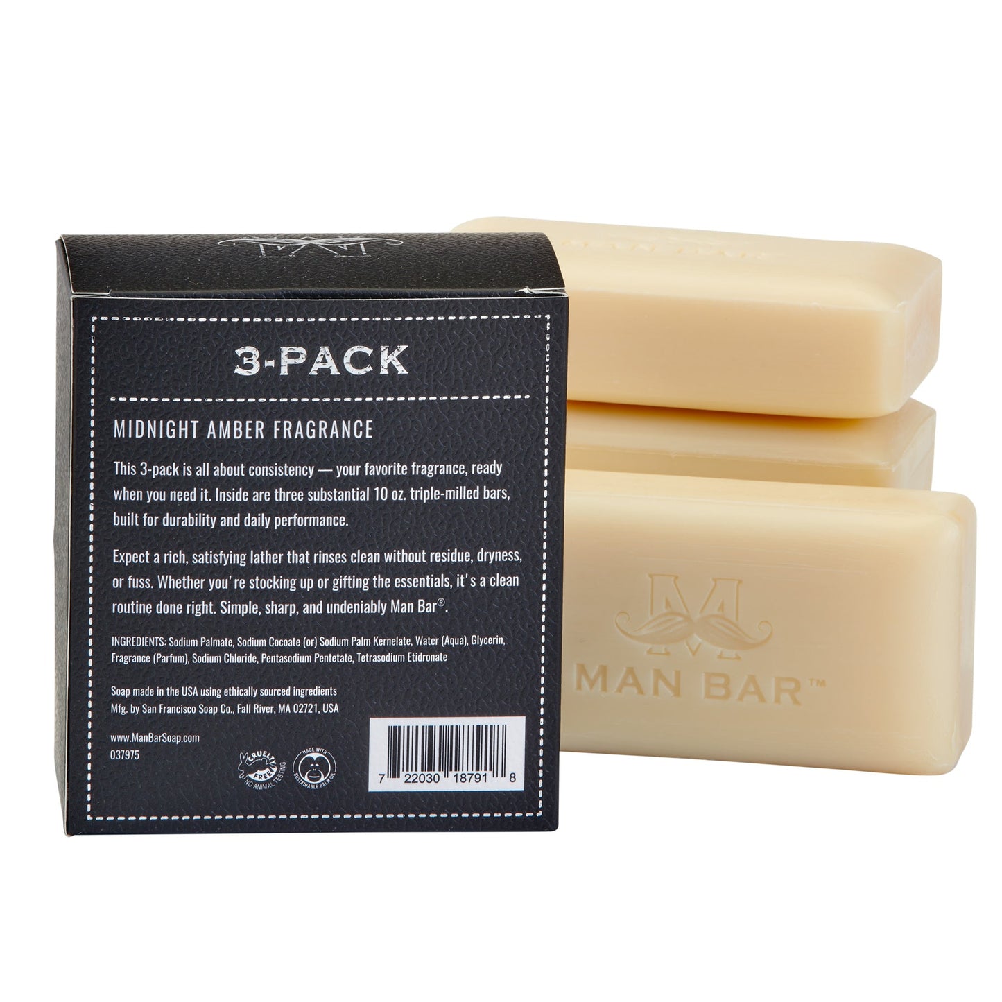 MAN BAR® Refill 3-Pack: Midnight Amber - Jabón en Barra