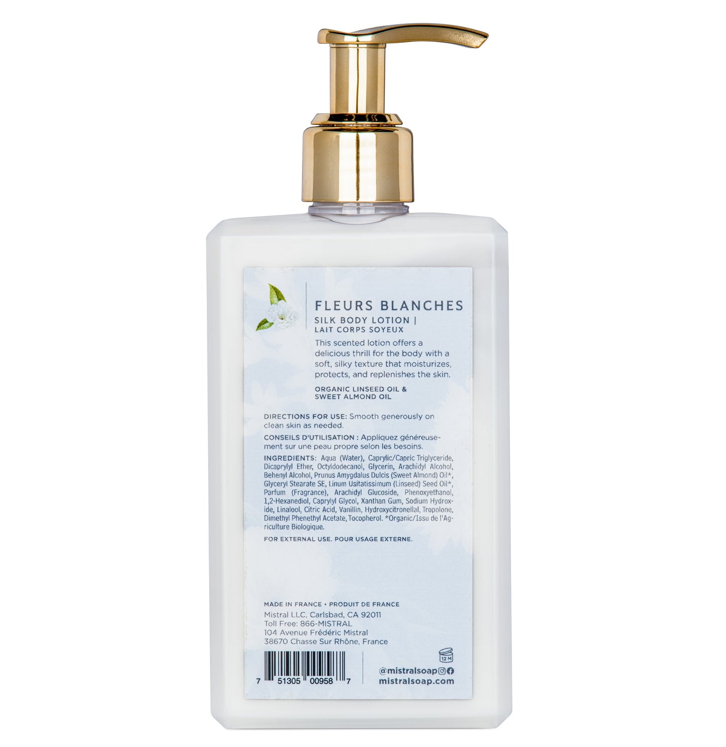 MISTRAL LUXE SILK BODY LOTION 8.7 FL OZ FLEURS BLANCHES / Crema corporal