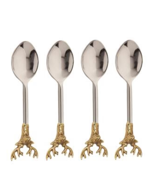 Stainless Steel Gilded Deer Spoons S/4 - Cucharas