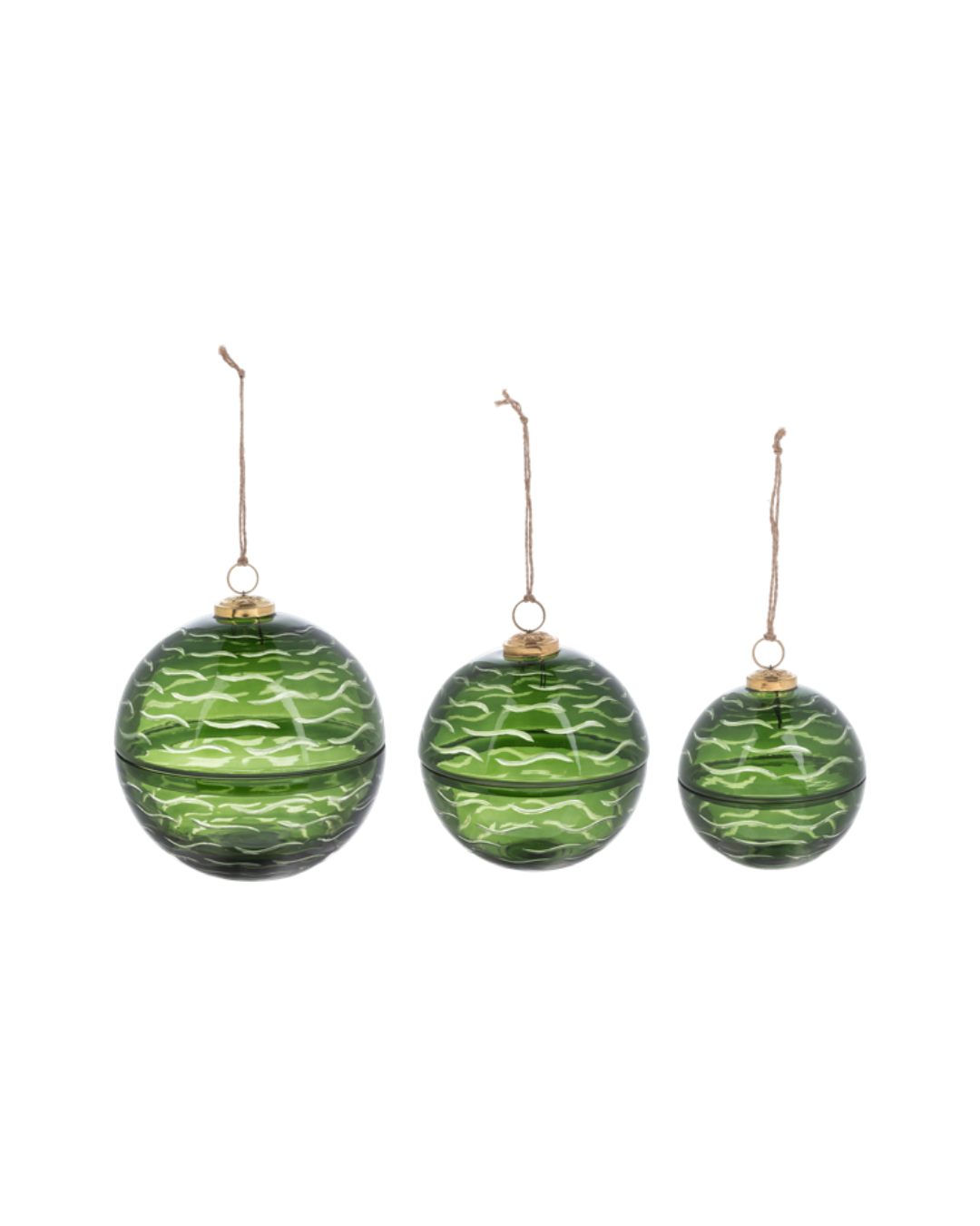 Etched Holiday Ball Ornament - Adorno de Bola de Navidad Verde