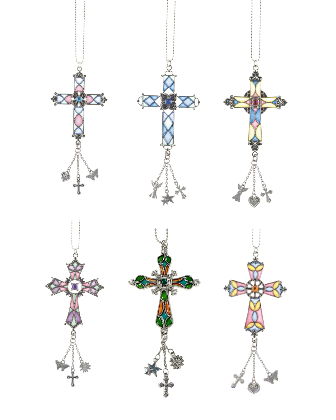 Stained Glass Car Charms - Colgante de Cruces Multicolor