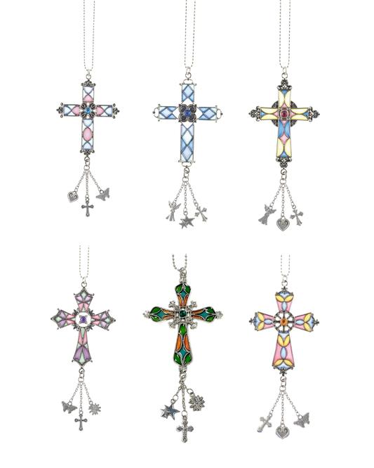 Stained Glass Car Charms - Colgante de Cruces Multicolor