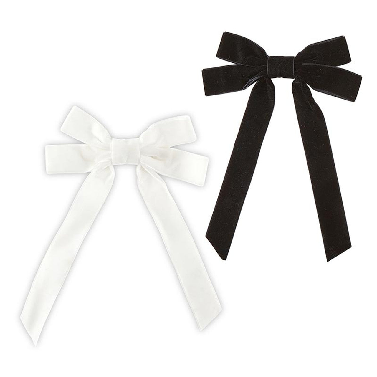Velvet Hair Bows - Black/White