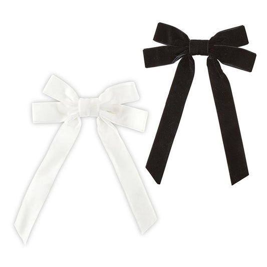 Velvet Hair Bows - Black/White