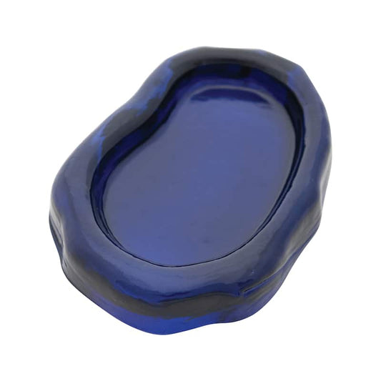 6"LX41/4"W PRESSED RECYCLED GLASS SPOON REST,BLUE / Plato azul de vidrio reciclado