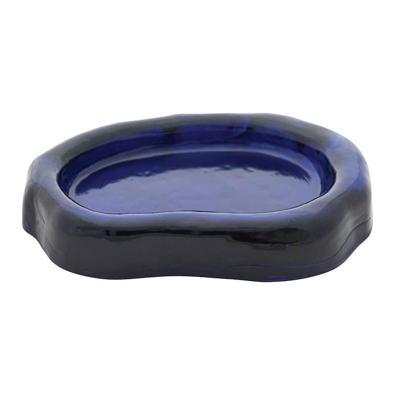 6"LX41/4"W PRESSED RECYCLED GLASS SPOON REST,BLUE / Plato azul de vidrio reciclado
