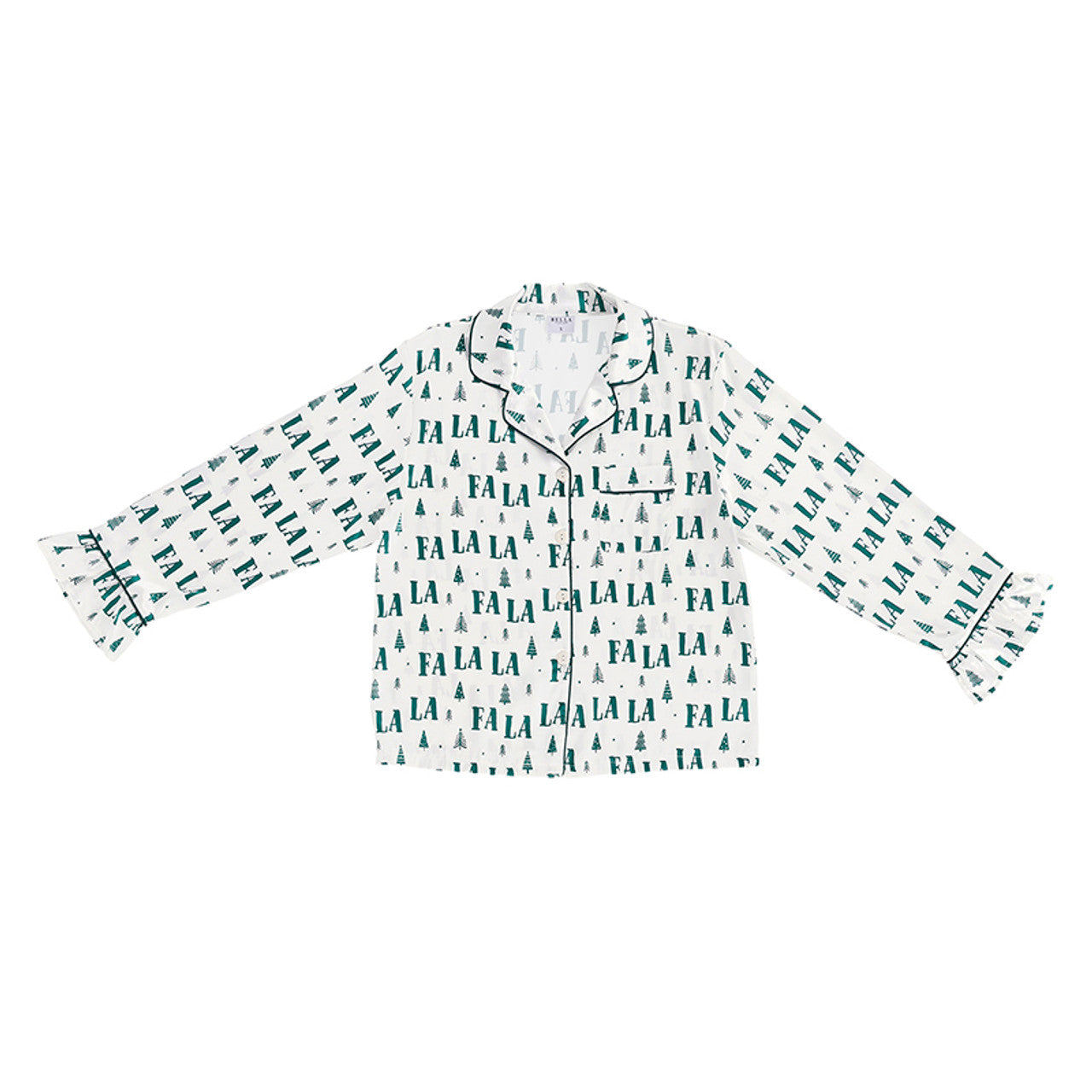 Satin Long Sleeve Ruffle Green FALALA