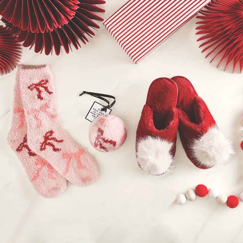 Cozy Socks in Ornament - Blush + Bows - Calcetines/Medias