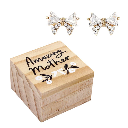 Treasure Box Bow Earring - Amazing Mother - Aretes