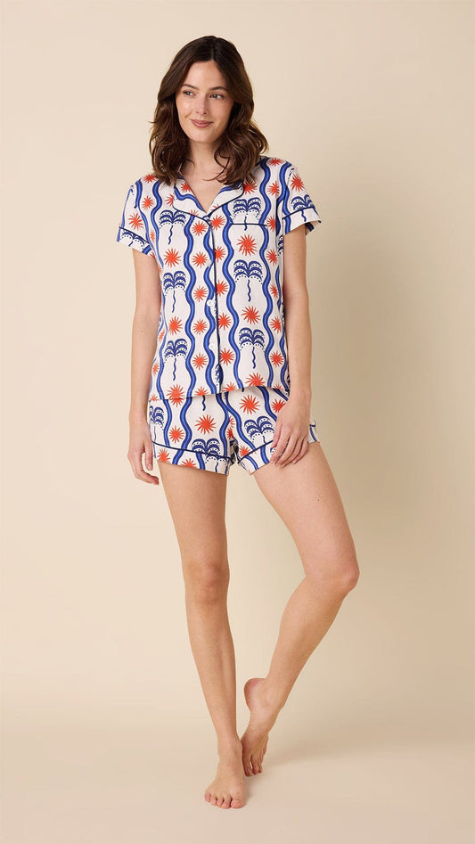 Red, White & Breeze Pima Knit Short Set