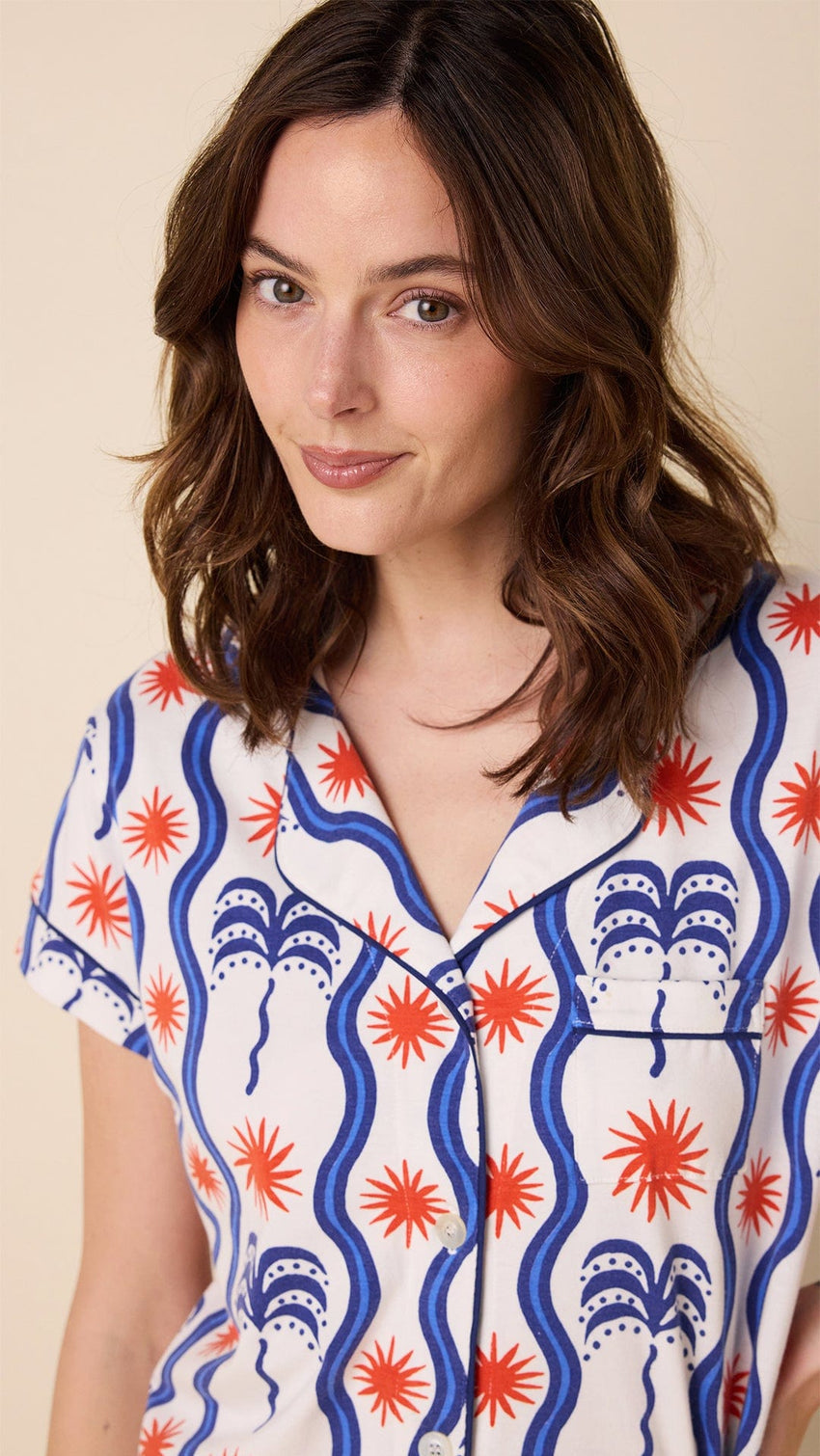 Red, White & Breeze Pima Knit Short Set